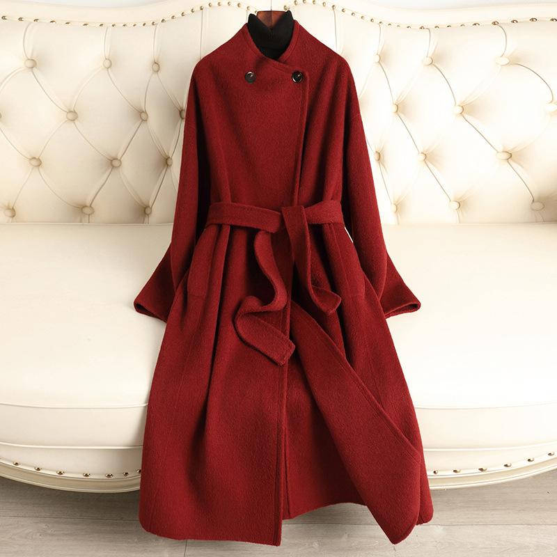 Double-sided wool coat for women's autumn and winter new long slim temperament advanced sense consumption cashmere woolen coat for women