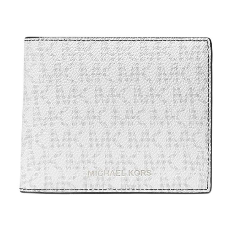 Michael Kors MK Cooper Monogram Flip Wallet Men Wallet Bright-White 36U9LCRF3B-3535 Basic Set (Bag+Dust Bag)