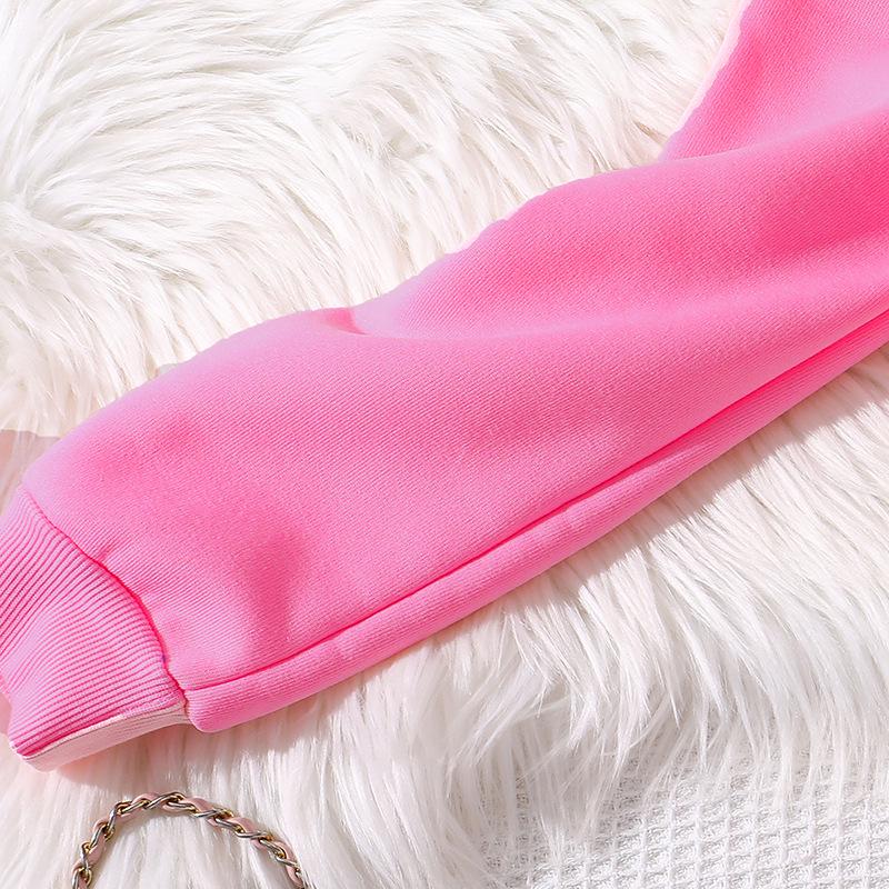 Girls' Fleece-Lined Spring Hoodie & Wide-Leg Pants Two-Piece Set 2025