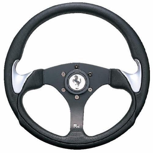 

Daikei (Daiei Sangyo) Steering Wheel Rally RN (330mm Diameter) Urethane Leather/Black Spokes/Silver Grips with Horn Button, RN-33