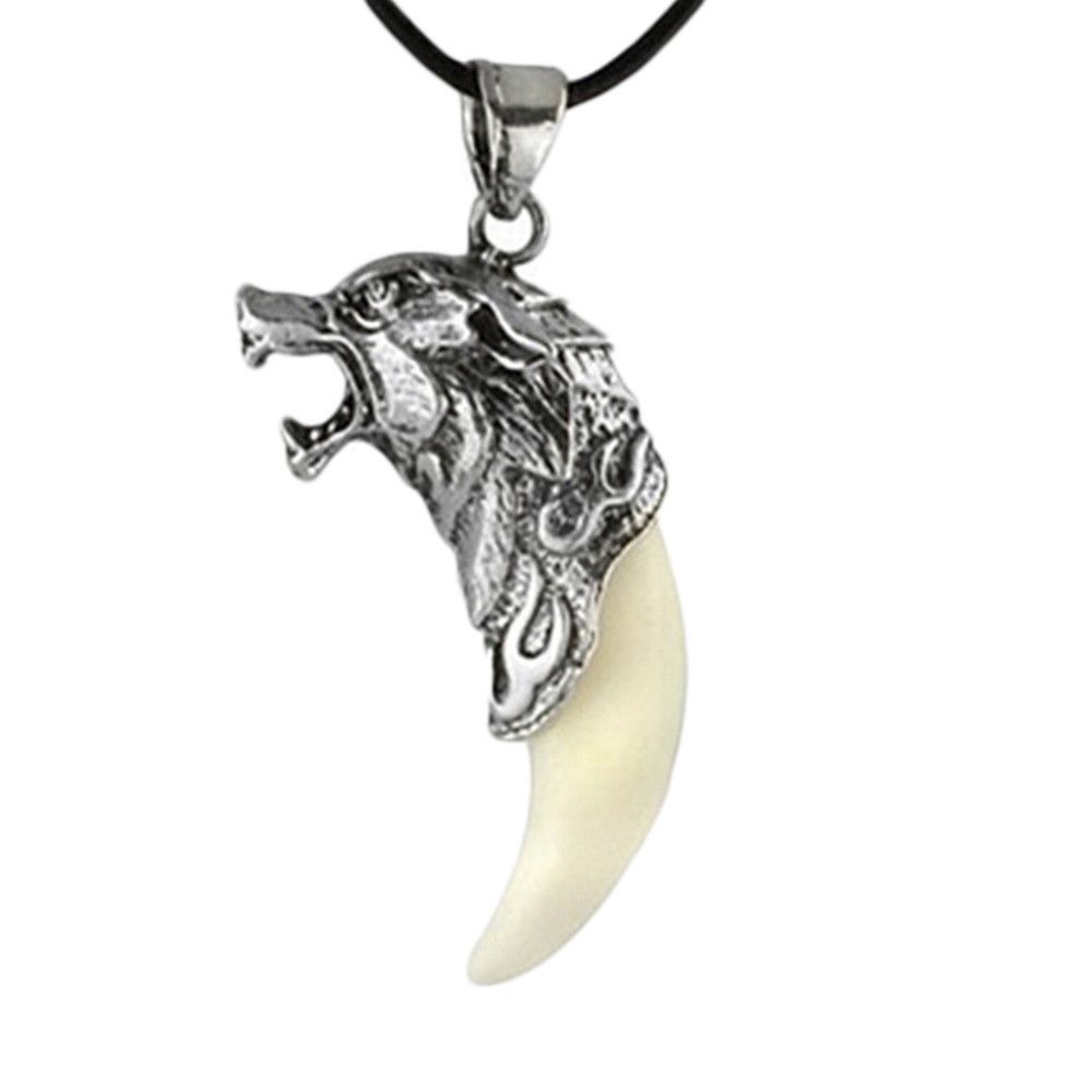Punk Jewelry Amulet Necklace Spike Men Wolf Tooth