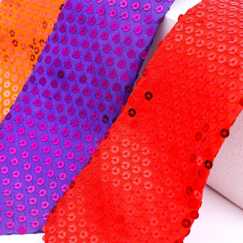 Unisex Glitter Sequins Tie with Zipper for Weddings Graduation Party Costume