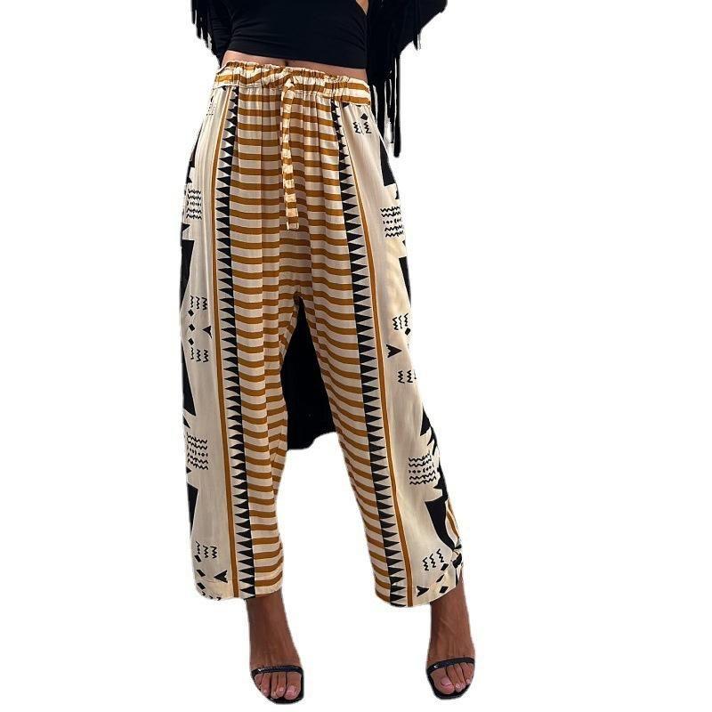 Summer Street Hipster Women Clothes Print Harem Pants Mid-Waist Casual Pants Mid Waist Casual Pants