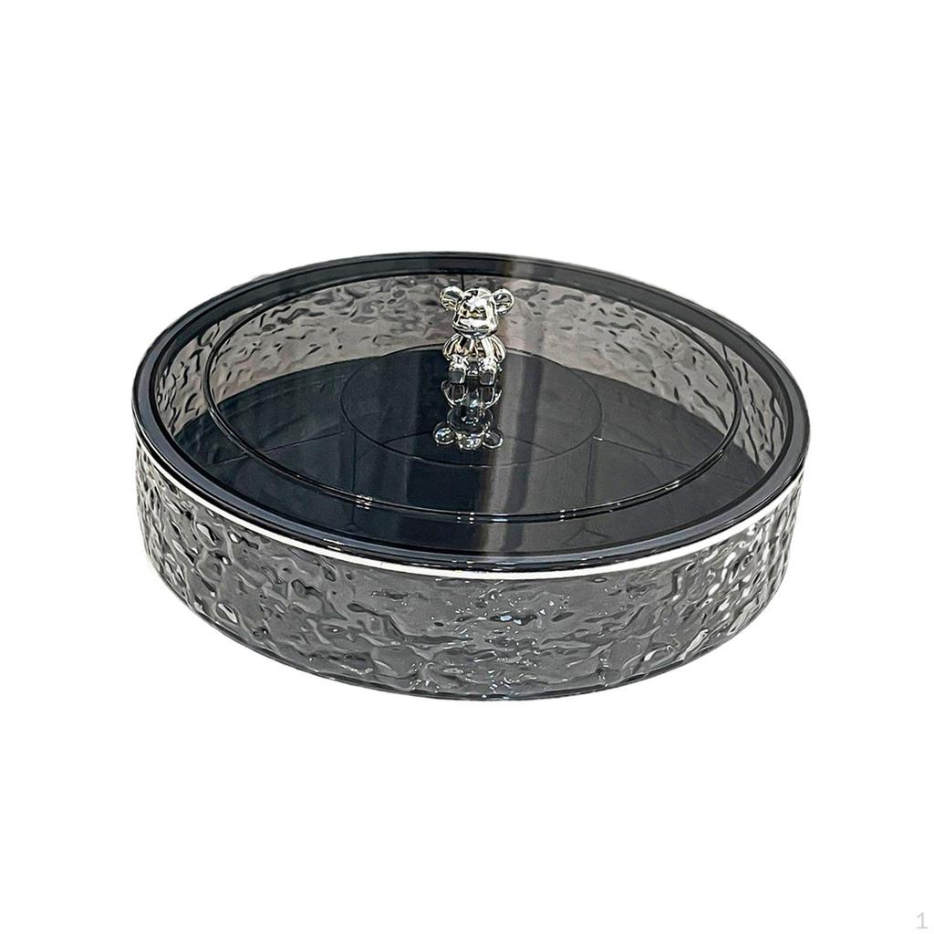Compartmentalized Appetizer Serving Tray with Lid And Cover, Round Storage Box for Nuts, Sweets,