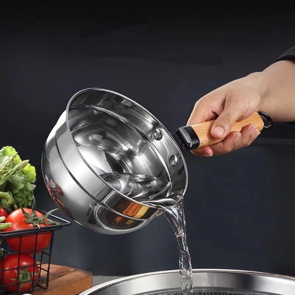 Mestolo per Zuppa Multiuso Manico in Legno Cucchiaio per Acqua Piccola Casseruola Paletta per Acqua per Annaffiare i Fiori