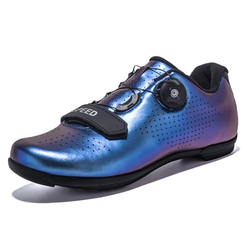QX889 Cycling Shoes With Unlocked Rubber Sole Rotating Buttons Men's Women's Low Top Large Size Leather Surface Breathable Holes