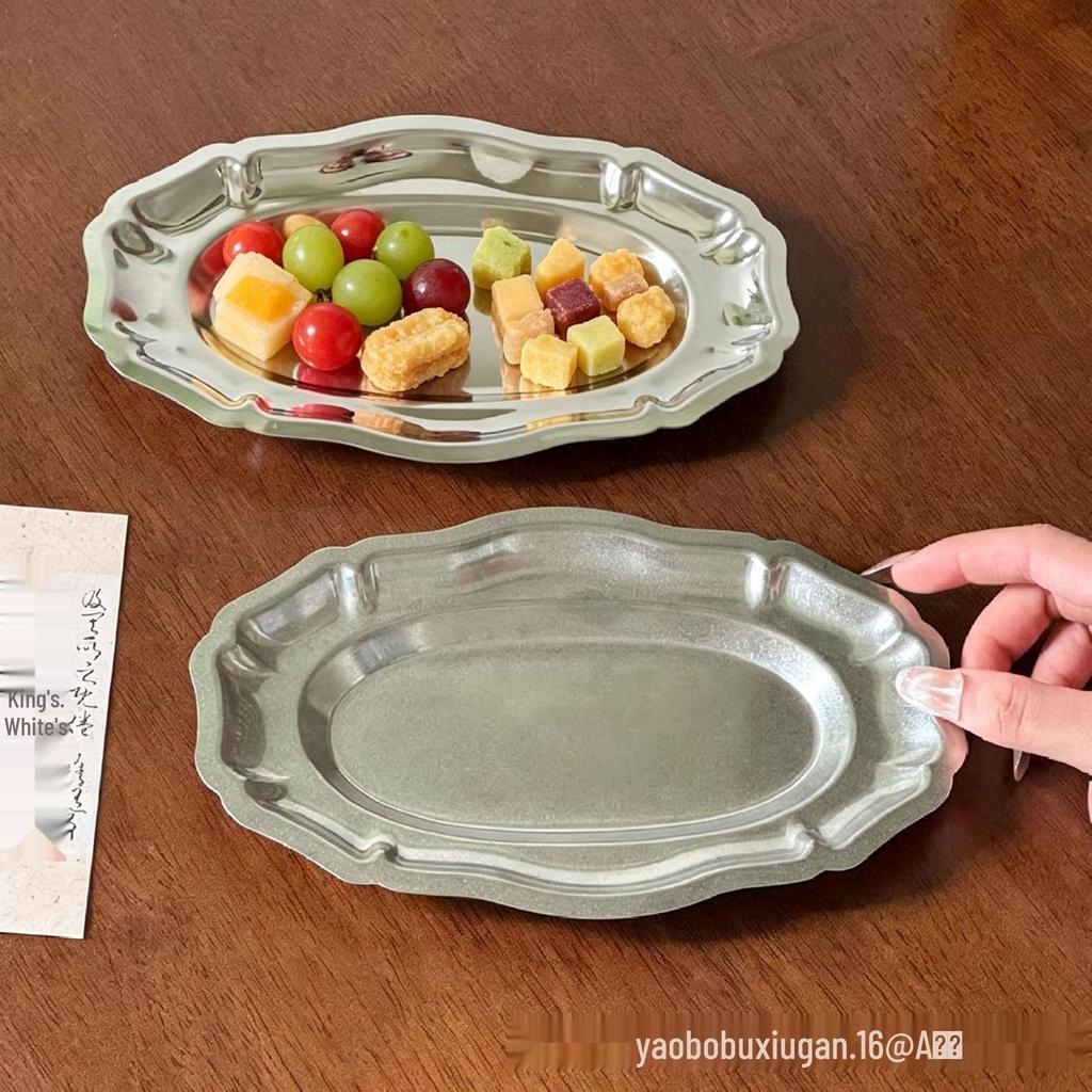304 Stainless Steel Retro Lace Oval Fruit & Dessert Bowl for Restaurants & Hotels