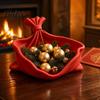 Unique Christmas Decoration 3D Printed Pleated Bag Shaped Candy Bowl, Desktop Snack Holder Small Item for Entryway Table, Decorative Storage
