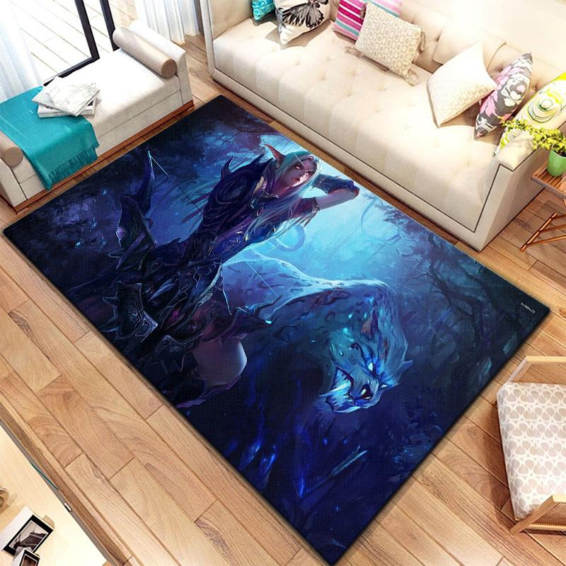 Spiel World of Warcraft Teppich für Wohnzimmerteppiche Camping Stranger Things Picknickmatte Rutschfester E-Sport-Teppich Yogamatte Fans Geschenk