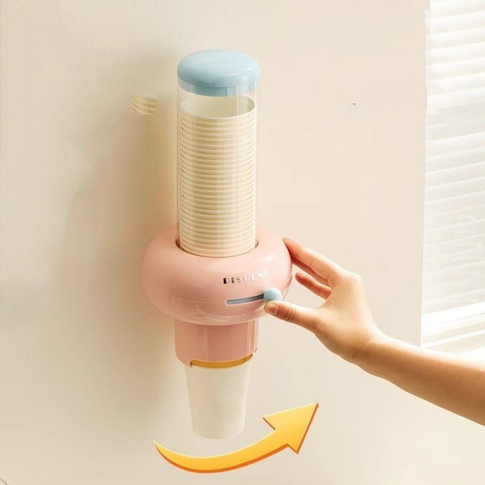 Soporte de vasos de papel desechables para pared Plástico Extractor de vasos visible Dispensador de agua Oficina