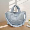 Women Quilted Shoulder Bag Large Capacity Puffer Tote Handbag Solid Color Quilted Plaid Handbag Female Travel Bag