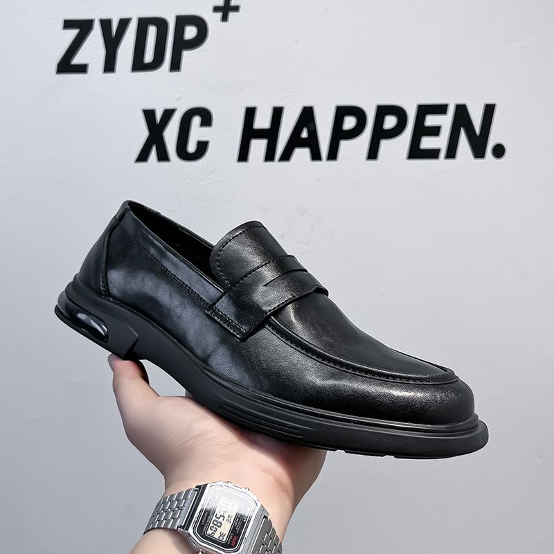 2025 Thick Soled Loafers Men Leather Shoes Breathable Slip On Loafers Solid Color Men Casual Shoes Handmade Men Formal Shoes