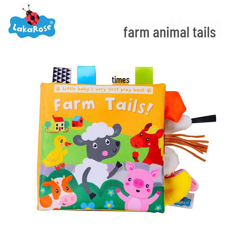 LakaRose Baby Animal Tail Cloth Book: Early Education Crinkle Paper Toy for Toddlers