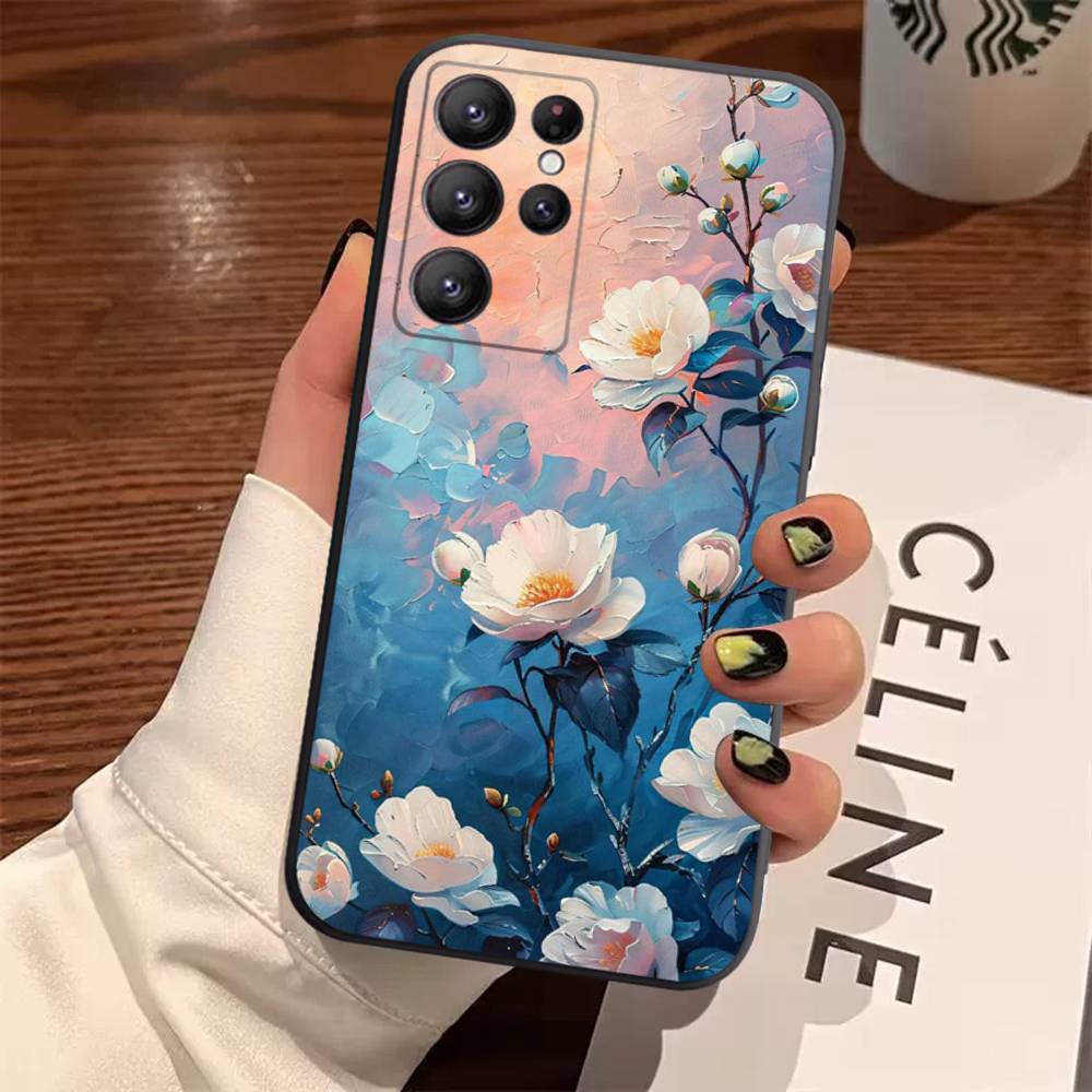 

Масляная живопись Цветами Чехол Для Samsung Galaxy Чехол S25 S23 S22 S21 S30 S20 S10 Ultra Plus FE Мягкий ТПУ Чехол Samsung S21FE