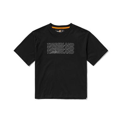 Timberland T-shirt Casual Larga a Maniche Corte con Stampa Logo a Lettere Unisex Nera A6QJ1-001
