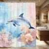 Glowing Purple Jellyfish Deep Sea Coral Oil Painting Waterproof Shower Curtain for Bathroom Decor
