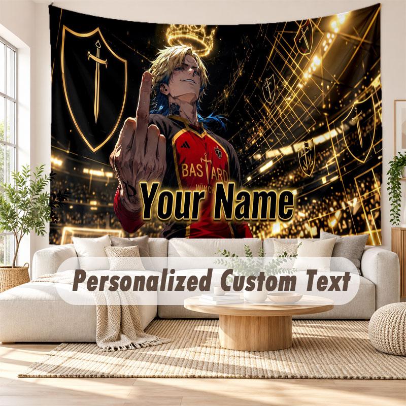 Custom Name Wall Hanging Tapestry,Blue Lock Decorative Backdrop Tapestry For Dorm Home