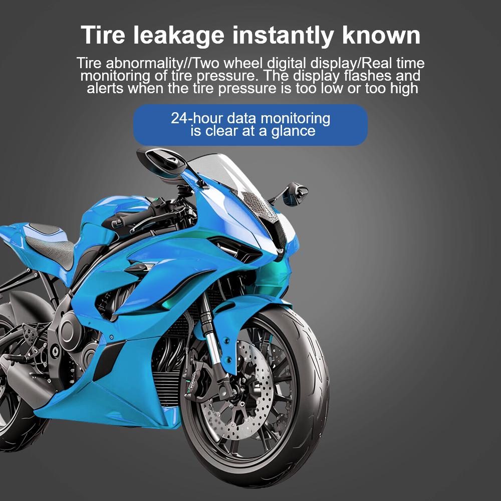 Motorcycle TPMS Tire Pressure Monitoring System 2 Sensors Solar USB Charger Digital Clock Security Alarm Motorbike Tyre Tester