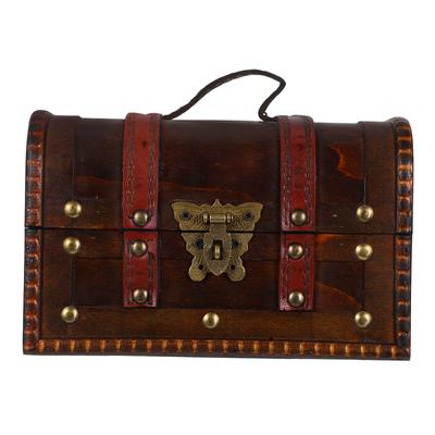 Vintage Treasure Chest Box Small Rectangle Wood Storage Jewelry Boxes European Handmade Case Holder Trinket Keepsake