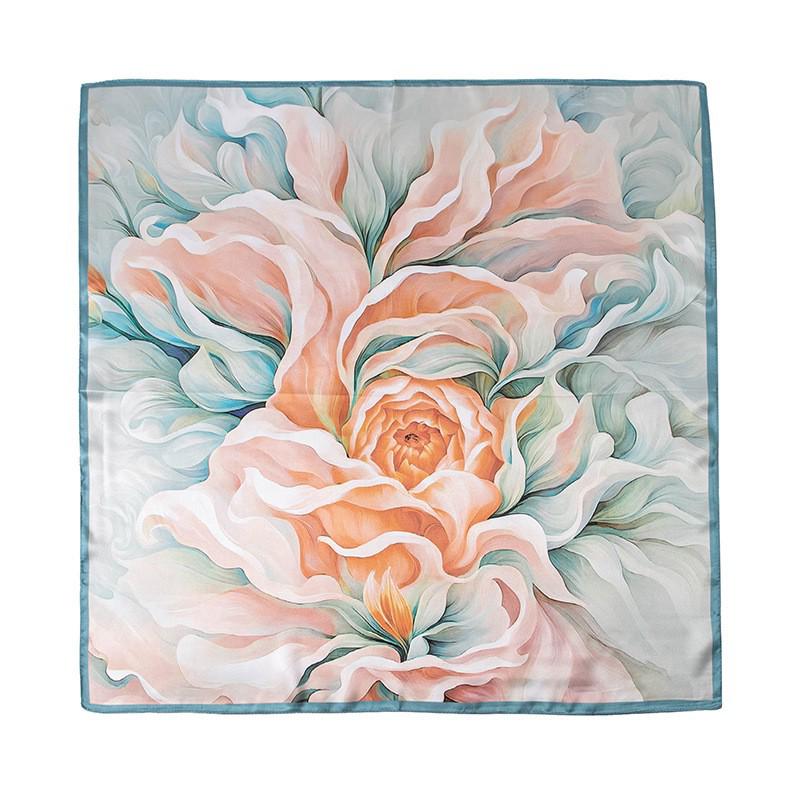 

Mulberry Silk Women s Floral Scarf - Luxurious Light Silk Neck Wrap, Sun Protection, Decorative Tie, Small Square Scarf 65*65 cm