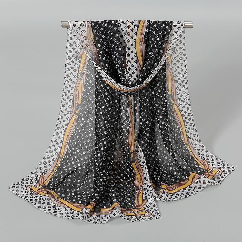 Spring and autumn new chiffon silk scarf, quality printing popular peacock silk scarf scarf source