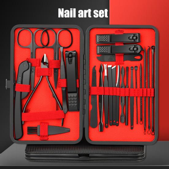 Christmas Manicure Set Nail Clippers Kit for Adults Professional Stainless Steel Tools with Faux Leather Case Christmas Stuffers