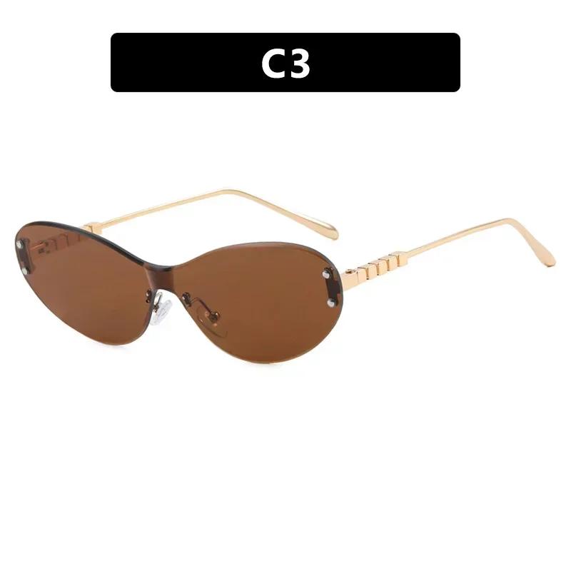 Rimless Sunglasses With Thick Lenses Women High End Luxury Uv Protection Outdoor Travel Beach Shades Eyeglasses Protect Eyes