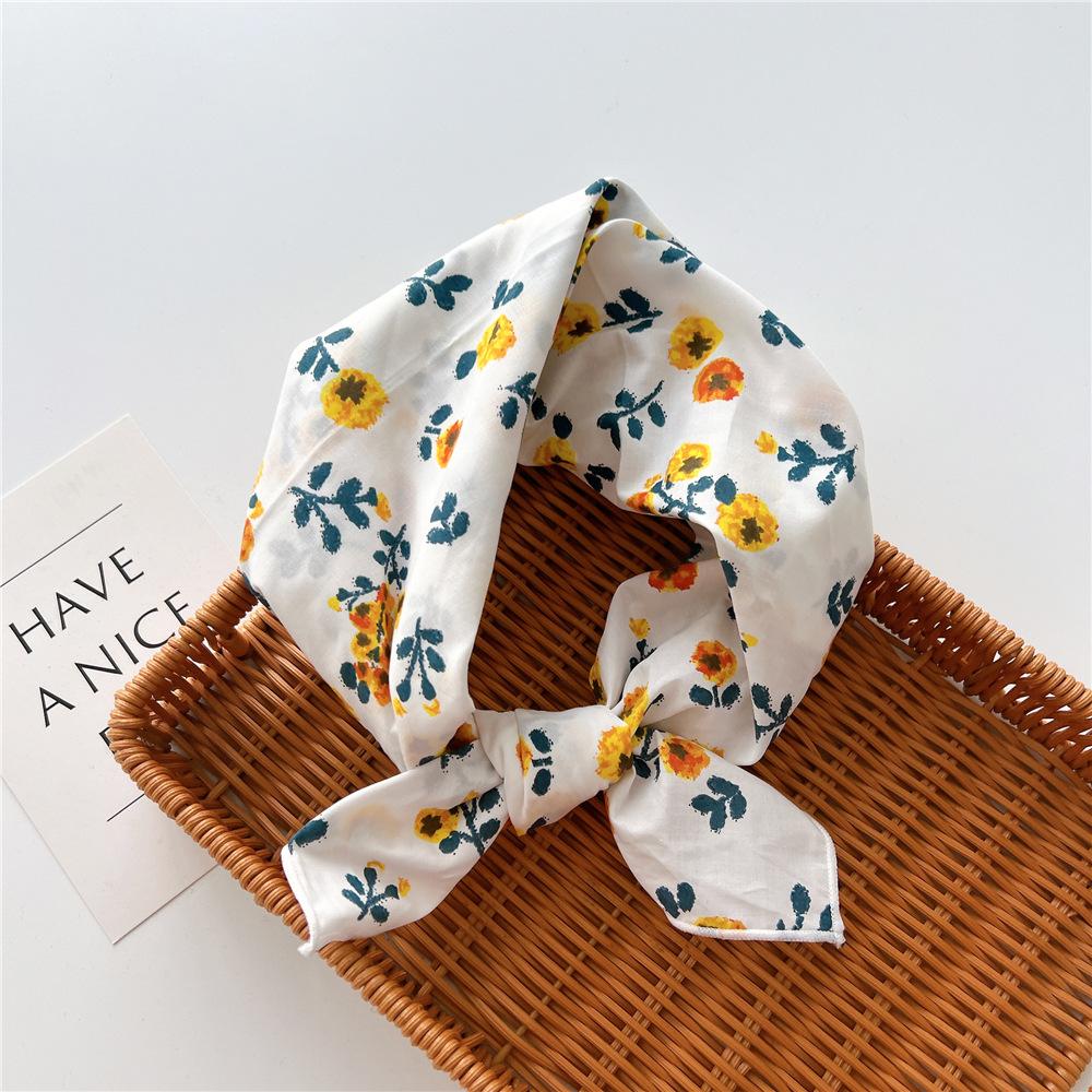 Cotton And Linen Small Square Scarf Silk Scarf Women'S Spring And Autumn New Style Artistic And Versatile Fashionable Temperament Headband Scarf