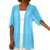 Women's Color 3/4 Sleeve Chiffon Cardigan - Lightweight Summer Loose Fit Open Front Casual Outerwear for Women