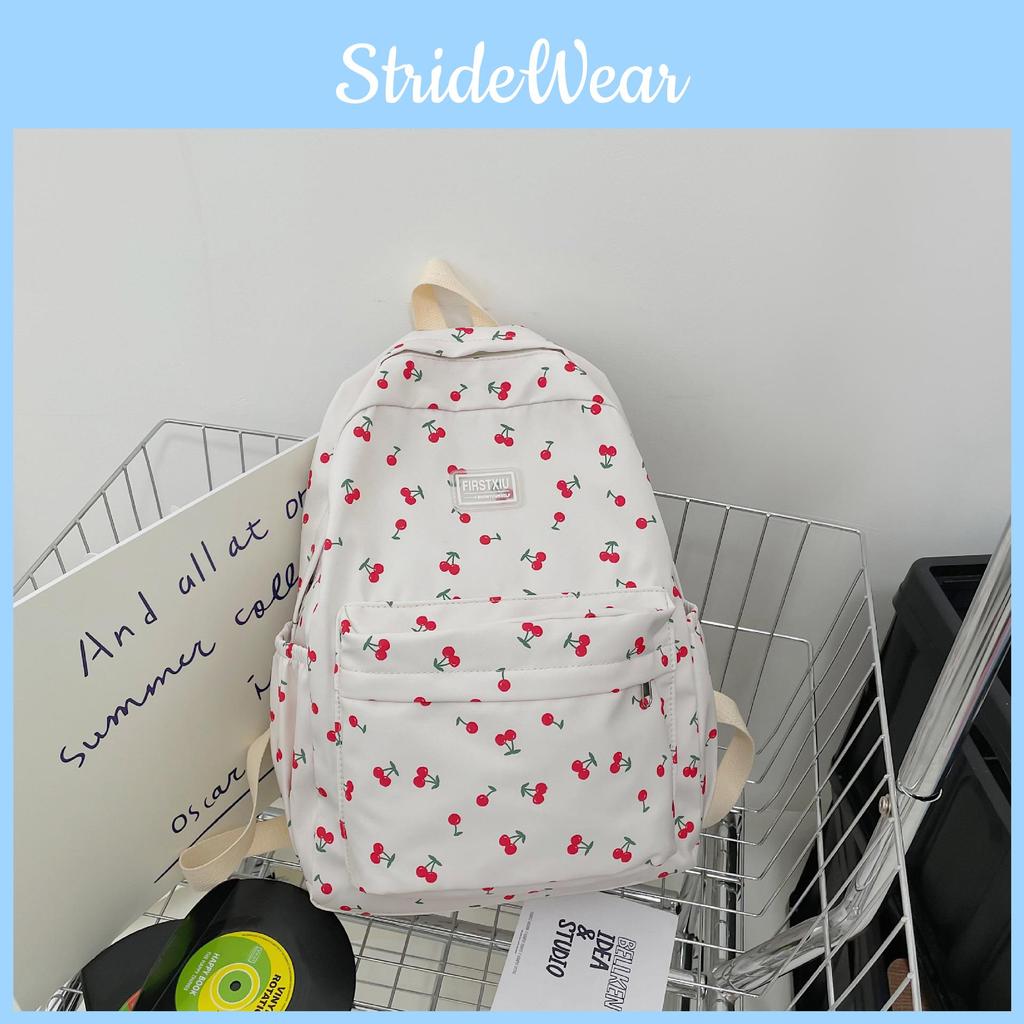 Pattern Cherry Sweet And Letter Decor Student Backpack For School And Use Daily