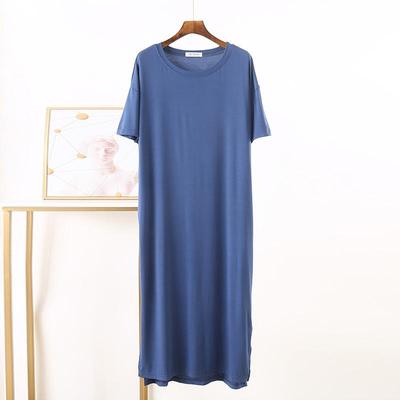 Women Cotton Sweatshirt Oversized Short Sleeve Side Open Ladies Midi Dress
