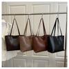 Large Capacity Faux Leather Tote Bag for Women Minimalist Casual Commute Shoulder Handbag