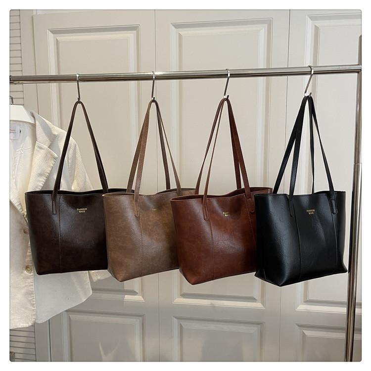 Large Capacity Faux Leather Tote Bag for Women Minimalist Casual Commute Shoulder Handbag