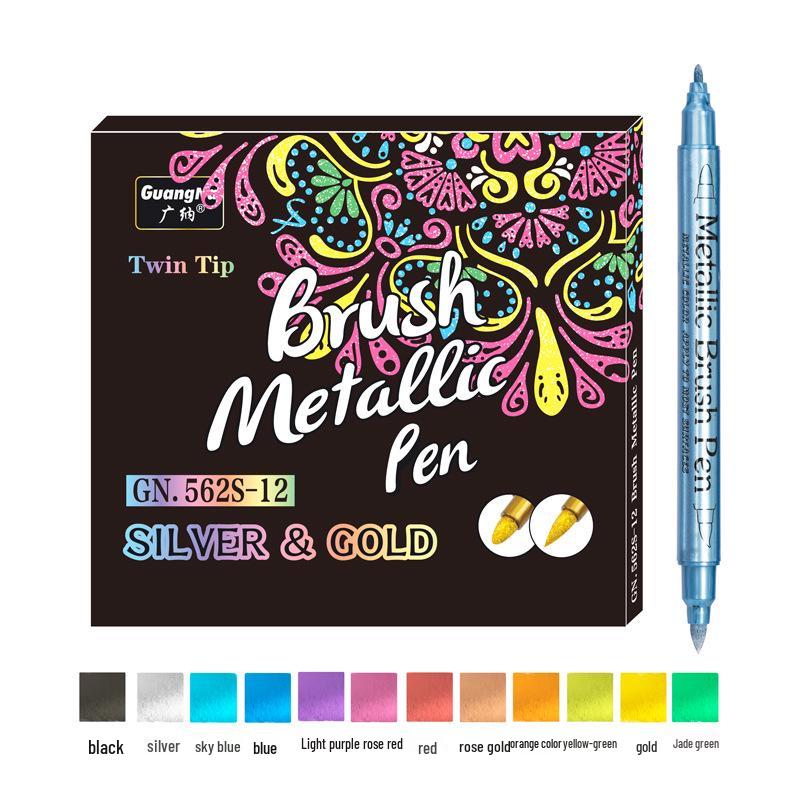 Wide Nala Dual-Tip Metal Marker for Glass, Ceramic, Plastic - Soft & Hard Tips for Hand-Painted, Signature, Graffiti, and DIY Projects. Waterproof.