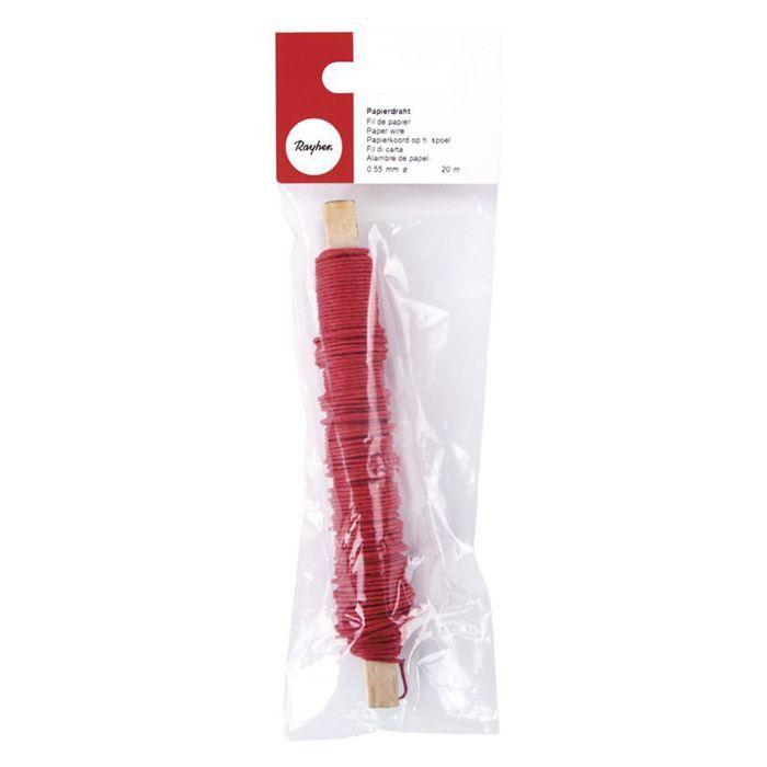 Fil de papier - Rayher - 24116287 - 0,55 mm diamètre - Couleur rouge