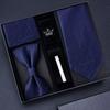 Tie Five-Piece Men'S Business Dress 8Cm Tie Blue Zipper Black Hand Tie Square Scarf Cufflinks