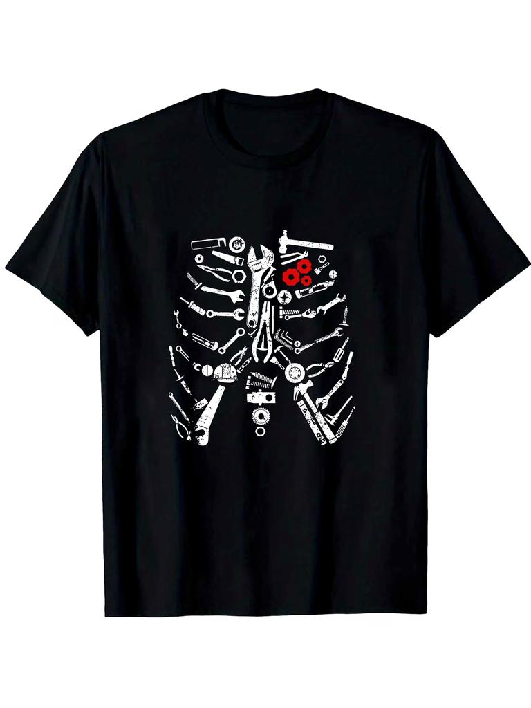 Men's Women T Shirt Summer Funny Mechanical Skeleton & Tool Graphic Novelty Graphic Print Stree