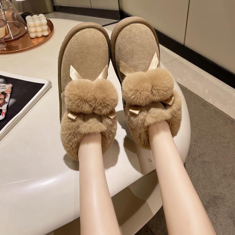 Flat with Ankle Snow Boots Winter Slip-on 2024 High Quality Ladies Shoes Round Toe Low Heel Solid Sewing Concise Women's Boots