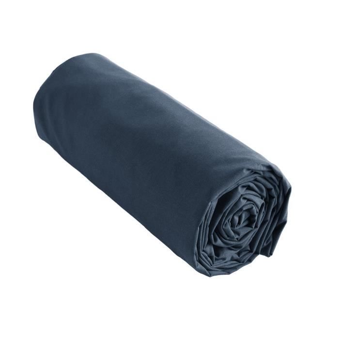 Drap housse - Ambre - 100% coton - 160 x 200 cm - Bonnet 30 cm - Mure bleu