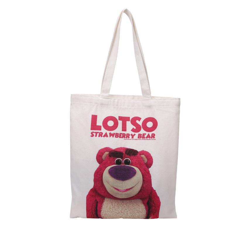 Canvas Tote Bag Large Capacity Casual With Lotso And Letter Print For Daily Use