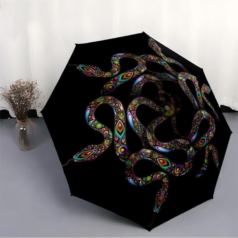 1pc Snakes, Mandala Automatic Open/close Folding Umbrella, Compact Portable Travel Umbrella, Durable Construction yy250809065