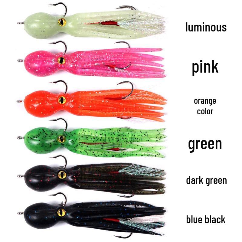 

Крючок для кальмара Мягкая приманка: Двойной крючок приманка 21 г/11 см для глубоководной и лодочной рыбалки 21g/11cm