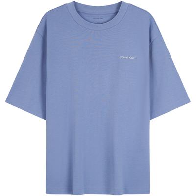 Trendy Colorful Letter Loose Cotton Short Sleeve T-Shirt Women Tops Nile-Blue 47AB813