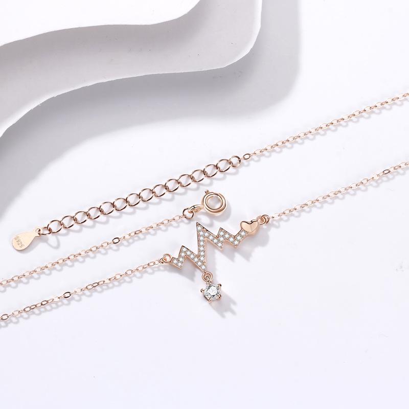 ECG Necklace Female Creative Personality Full Diamond Pendant Niche Design Sense Fashion Versatile Collarbone Chain