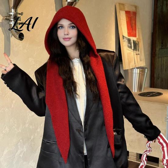 Cold Weather Hat Women Knit Hooded Scarf Hat Winter Pullover Balaclava Hood Hood Warm Ear Protection Skull Cap for Soft