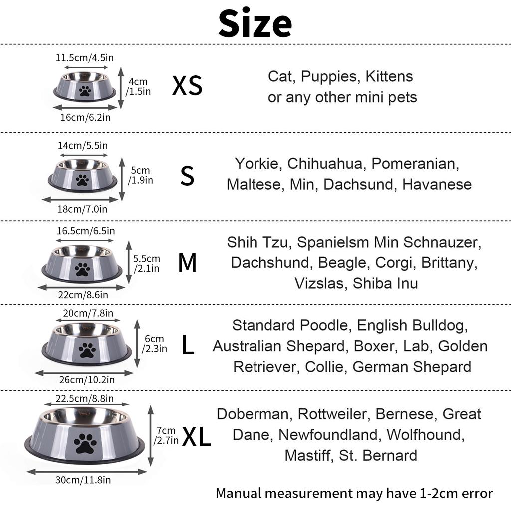 1PC Stainless Steel Pet Supplies Bowl Cat Bowl Dog Food Multi-Specification Anti-fall Food Feeding