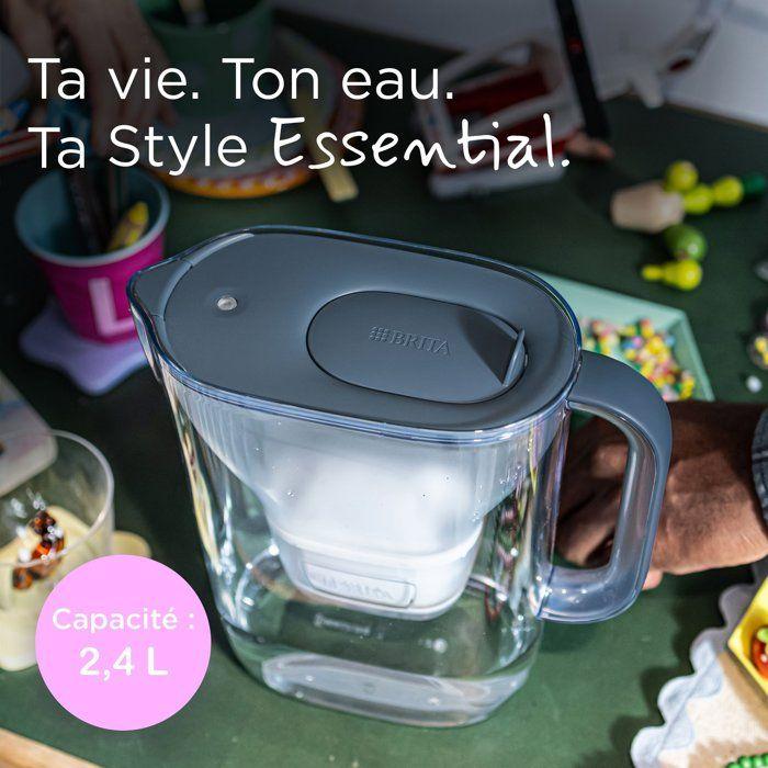 Carafe filtrante - BRITA - Style Essential Bleu minéral - Capacité 2,4L dont 1,4L d'eau filtrée - 4x Maxtra Pro Pure Performance