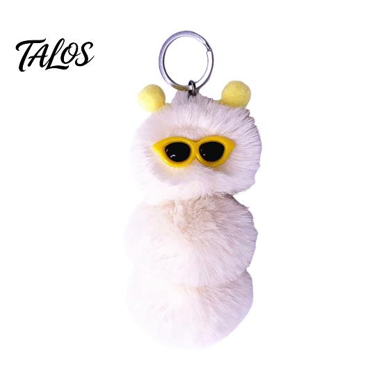 Caterpillar Bag Charms Plush Sunglasses Keychain, Stuffed Keyring Pendant for Decoration Keychain Bags & Car Keys, Decorative Backpack Purse Accessory