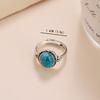 Pierścionek w stylu vintage owalny turkusowy pierścionek regulowany pierścień w stylu etnicznym