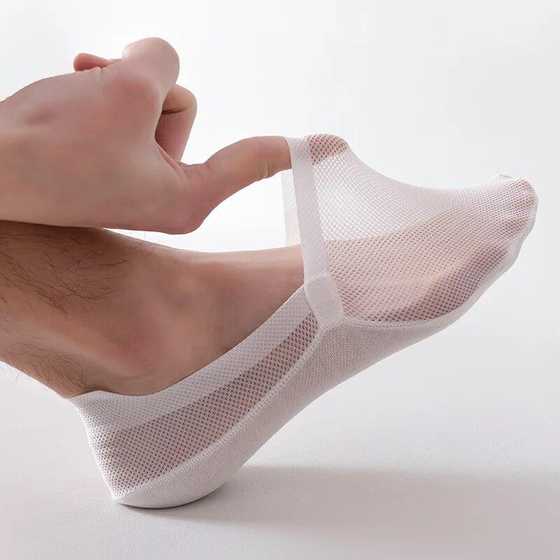 Men Socks Summer Thin Mesh Breathable Anti-Slip Invisible Shallow Mouth Socks Cotton Sole Leisure Low Barrel Socks